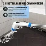 BRIEFNESS Elektrischer Schleuderschrubber, kabellos, 9 Köpfe, Dual-Speed, ausziehbarer Griff für die Reinigung von Badezimmer, Badewanne, Waschbecken, Bodenfliesen und Autos 4