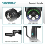 YOFIDRA 6IN1 200Bar Bürstenloser Hochdruck-Autowascher Wasserpistole Haushaltsreiniger Waschsprühpistole für Makita Akku 5