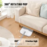 360-Grad drehbarer Flachmopp mit Eimer, automatische Entwässerung, trennt sauberes und schmutziges Wasser, Haushaltsreinigungs-Mopp-Set für die Bodenreinigung mit 3 Original-Mopptüchern 3