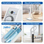 Vastorm Dampfmopp Leistungsstarker 6-in-1 Handgehaltener Schrubb-Dampfreiniger Abnehmbarer Bodendampfreiniger Hochtemperatur-Dampfreiniger für Hartholzböden Marmorböden Küche Teppich-F2 5