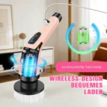 BRIEFNESS Kabellose elektrische Reinigungsbürste, wasserdicht, rotierend, 2 Geschwindigkeiten, Teleskopstiel, 7 auswechselbare Bürstenköpfe, 300/400 U/min, für Bad, Fliesen, Boden, Auto, rosa, USB-Ladung 2