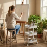 Robuster rollender Aufbewahrungswagen aus Karbonstahl, mobiler Organizer für Wohnzimmer, Küche, platzsparendes Babyspielzeug- und Snackregal 6