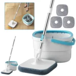360 °   Spin Mop-Eimer-Sets mit Wring-System, Mikrofaser-Nachfüllungen, Bodenreinigung für den Haushalt, 102–128 cm, ausziehbarer, verstellbarer Griff 2