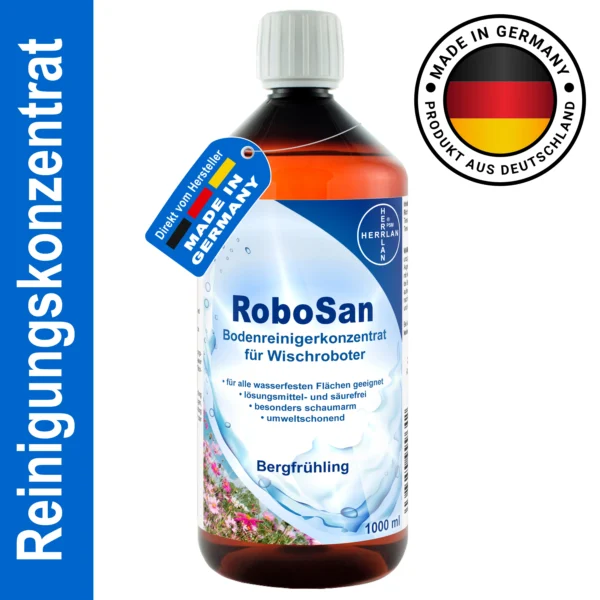 HERRLAN® RoboSan Bodenreiniger 1000 ml – Reinigungskonzentrat für Wischroboter - Duft: Bergfrühling - Für Saug & Wischroboter