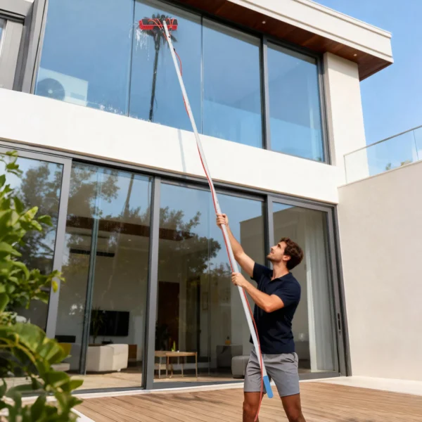 Langes Solarpanel-Reinigungsset 7m/22,97ft mit drehbarer Gelenkbürste und Verbindungsschnallen für effiziente Reinigung