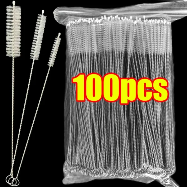 Trinkhalm-Reinigungsbürsten-Set, wiederverwendbarer Rohr-Rohrreiniger, Nylon, Edelstahl, lange Reinigungsbürsten für Babytassenflaschen