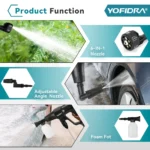 YOFIDRA 6-in-1 200 Bar Bürstenloser Hochdruck-Autowascher Wasserpistole Reinigungs-Sprühpistole Gartenwerkzeug für Makita 21V Akku 4