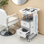 Beauty-Trolley mit Aufbewahrungsfächern, 2 Schubladen, 4 Rollen, Rollender Organizer, Make-up-Künstler-Desktop-Caddy mit Leichtgängigen Rollen 2