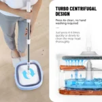 360-Grad drehbarer Flachmopp mit Eimer, automatische Entwässerung, trennt sauberes und schmutziges Wasser, Haushaltsreinigungs-Mopp-Set für die Bodenreinigung mit 3 Original-Mopptüchern 4