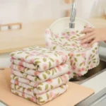 20 Stück Korallenfleece-Reinigungstücher, geeignet für Küche, Bad, Glas und Autowäsche – saugfähig, schnell trocknend, wiederverwendbar 4