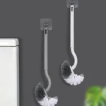 2 Stück PP-Toilettenbürste im japanischen Stil, S-förmiger Ellenbogen, weiß, grau, kein toter Winkel, weiche Fell-Toilettenbürste, Toilettenreinigungsbürste, langlebig