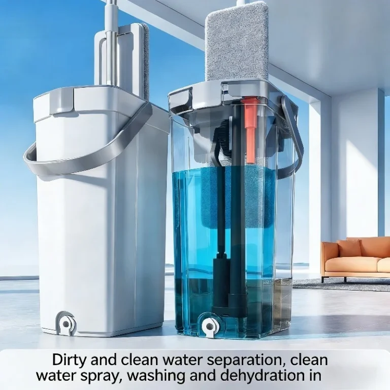 Schmutz-Trenn-Schaber-Mopp-Set, handwaschfrei, geeignet für Trocken- und Nassanwendung mit Wassersprühfunktion für den Haushalt, Lazy Mop
