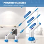 BRIEFNESS Elektrischer Schleuderschrubber, kabellos, 9 Köpfe, Dual-Speed, ausziehbarer Griff für die Reinigung von Badezimmer, Badewanne, Waschbecken, Bodenfliesen und Autos 2