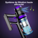 VacniQ Akku Staubsauger, Staubsauger Kabellos, lange Laufzeit, 450 W 35 kPa Saugleistung, 5-lagiger Filter, Anti-Tangle 4
