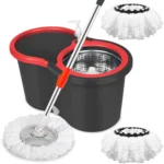 3 Stück/Set Schwenkwischer und Eimer, Dose 360 °   Wirbel mit Rädern, mit 3 Mikrofaser-Moppköpfen, verstellbarer Griff, freihändige Reinigung.