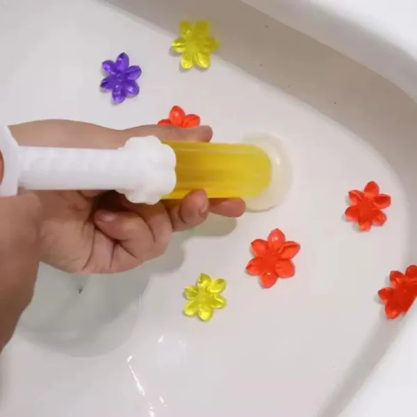Toilettenreiniger-Gel, Toilettengel-Stempel mit frischen Blumen, stoppt Kalk und Flecken mit Lufterfrischungsduft, Toilettenschüssel-Deodorant