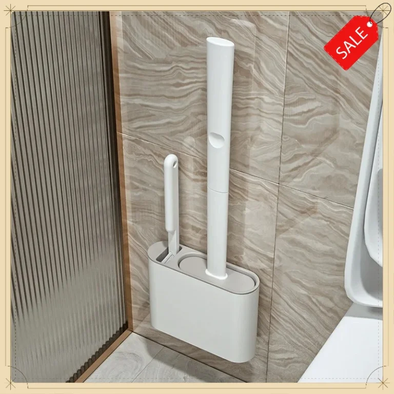 Flexibles Silikon-Toilettenbürsten-Set mit Flachkopf, Wandmontierte Reinigungsbürste mit Halter für Badezimmer und WC