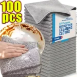 1/100PCS Grau Bambus Holzkohle Verdickt Super Saugfähigen Geschirrtuch Anti-fett Küche Putzlappen Mikrofaser Reinigungstücher