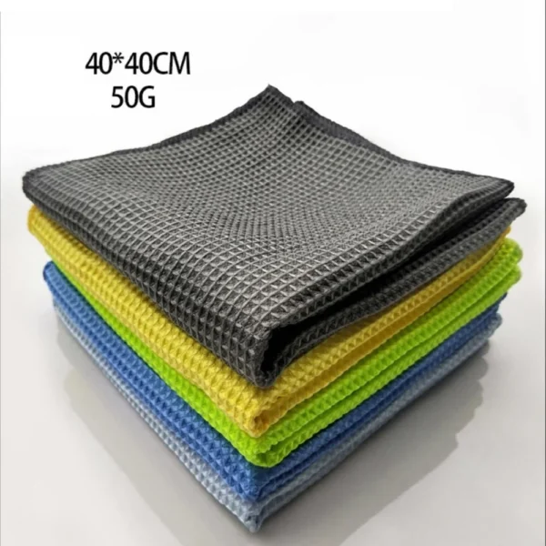 Auto-Waschtuch, Glasreinigungstuch, Mikrofaser-Fensterreinigungstuch, Auto-Detailing Waffeltuch für Küche und Bad, 40*40cm