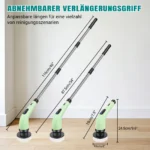 Teleskopierbare elektrische Rotationsreinigungsbürste mit 7 Bürstenaufsätzen 2 Geschwindigkeitsstufen geeignet für die Reinigung von Badezimmern, Küchen, Gartenböden, Teppichen und Autos 2