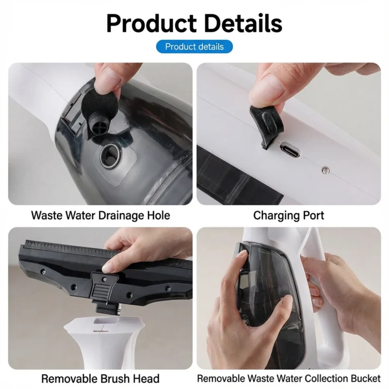 Podofo Elektrischer Fensterreiniger Wiederaufladbare Automatische Glasreinigungsmaschine Küchen-Wand-Desktop-Reiniger Schaber & Klinge 2