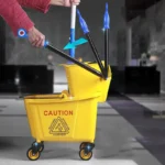 32-Liter-Wischeimer, Gewerblicher Mop-Eimer, Seitenpresse-Reinigungswringgerät, tragbarer Trolley auf Rädern 5