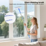 Fensterreiniger-Glasreinigungswerkzeuge mit Silikonrakel und Mikrofaserschrubber für Duschglasspiegel, mit langem Griff (65 Zoll) 6