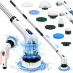BRIEFNESS Elektrischer Schleuderschrubber, kabellos, 9 Köpfe, Dual-Speed, ausziehbarer Griff für die Reinigung von Badezimmer, Badewanne, Waschbecken, Bodenfliesen und Autos