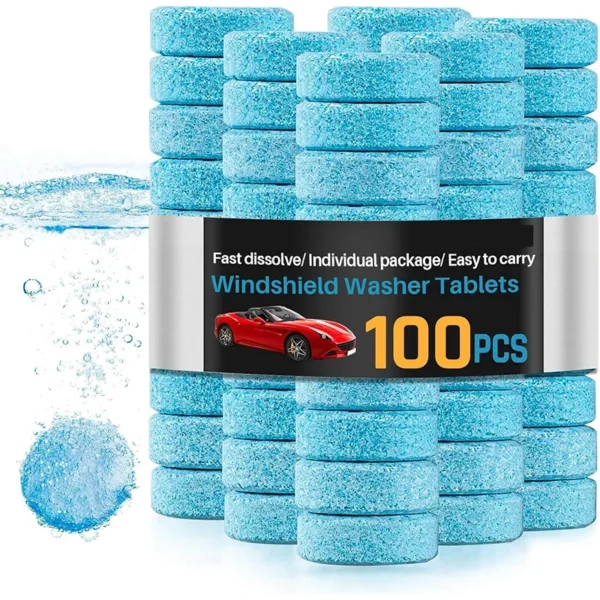 Auto-Scheibenwaschflüssigkeit, konzentrierte Tabletten, solide Brause-Wischer-Tablette für die Reinigung von Fensterglas in der Auto, Zimmer, Küche