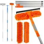 Ausziehbares Werkzeugset für Fensterreiniger 180 °   Drehbarer Fensterwischer mit langem Griff, Haushaltsrakel, Wischer, Staubreinigungsbürste, Neu