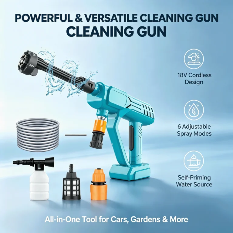 18V Kabelloser Hochdruckreiniger mit 45 Bar 6-in-1 Düse, Tragbare Autowasserpistole Kompatibel mit Makita-Akku für Autoreinigung und Gartenpflege
