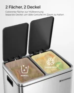 30L Mülleimer Mülltrennung Mülltrennsysteme mit 2 Inneneimern Treteimer für Küche Edelstahl 2 x 15L LTB30H 4