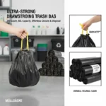 Schwarze Müllsäcke 60 L 250 Stück mit Kordeln PEBD 50x81 cm