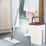 Wisch- und Eimerset für Zuhause, flaches Wisch- und Eimersystem, Wischen für die Bodenreinigung und Wandreiniger, mit 2 wiederverwendbaren Wischpads 2