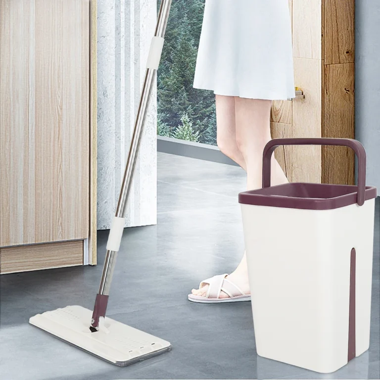 Wisch- und Eimerset für Zuhause, flaches Wisch- und Eimersystem, Wischen für die Bodenreinigung und Wandreiniger, mit 2 wiederverwendbaren Wischpads 2