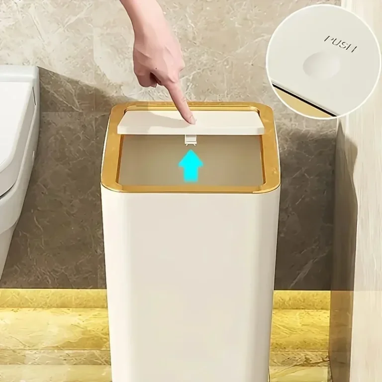 Geruchsdichter Mülleimer mit One-Touch, modernes Design, robuster Badezimmer- und Küchenbehälter aus Kunststoff, platzsparend, auslaufsicher 2