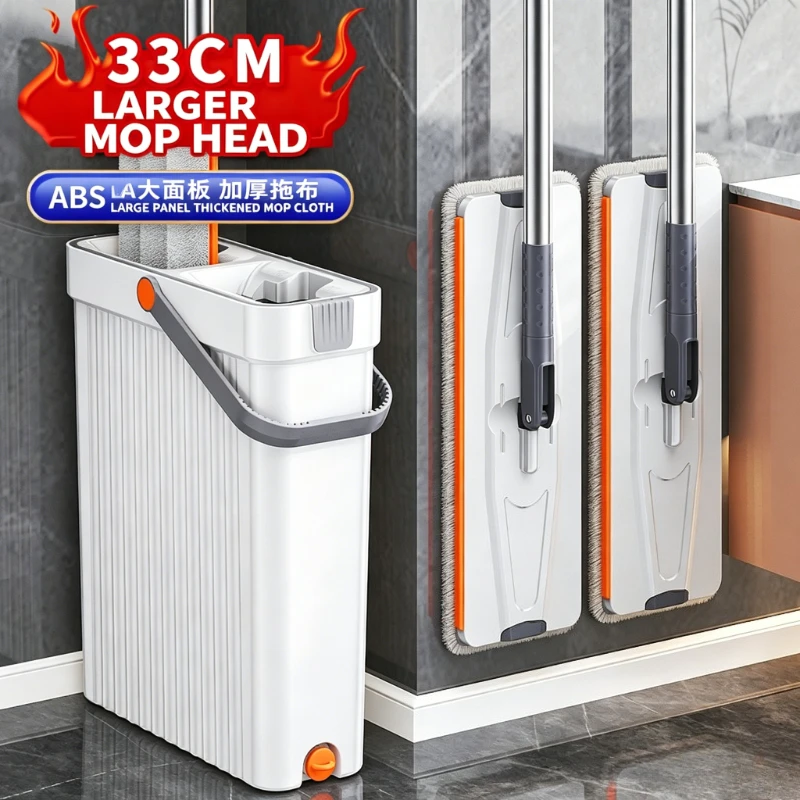 360°-Drehmopp-Set mit 33cm Eimer, freihändiger Flachmopp für Nass- und Trockenreinigung, Mikrofaser-Wischmopp mit Abstreifer für die Bodenreinigung zu Hause 360°-Drehmopp-Set mit 33cm Eimer, freihändiger Flachmopp für Nass- und Trockenreinigung, Mikrofaser-Wischmopp mit Abstreifer für die Bodenreinigung zu Hause