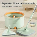 Rotierender Quetschmopp mit Eimersatz und 4 austauschbaren Wischpads 360 °   Spin Mikrofaser Lazy Floor Haushaltsreinigungs-Mopps-Werkzeug