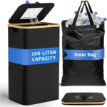 100L faltbarer Recyclingbehälter, Mülleimer, mit Innentasche, Flaschensammelbehälter, kann auch als Wäschekorb verwendet werden.