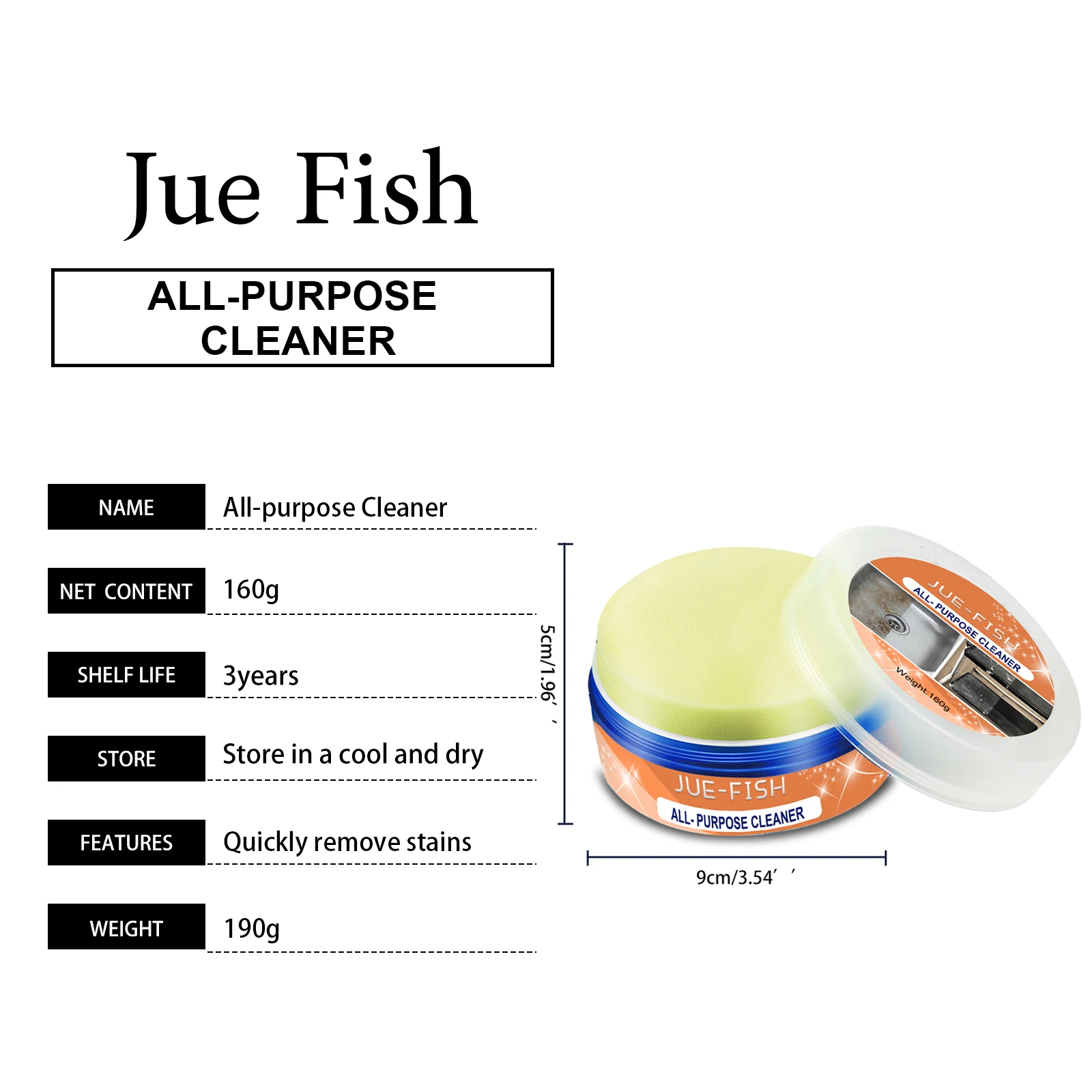 JUE-FISH Multifunktionsreiniger, 160 g, Haushalts-Allzweckreinigungsmittel, leistungsstark, zum Entfernen hartnäckiger Flecken, Rost, Fettreiniger JUE-FISH Multifunktionsreiniger, 160 g, Haushalts-Allzweckreinigungsmittel, leistungsstark, zum Entfernen hartnäckiger Flecken, Rost, Fettreiniger