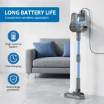 Kabelloser Staubsauger, leistungsstarker Staubsauger, 15KPA, leistungsstarker Tierhaarsauger mit LED-Arbeitslicht, bis zu 65 Minuten Laufzeit, für alle Hartholzböden, Teppiche und Tierhaare 8