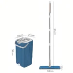 Freihändiges Flachwischmopp-Set mit Mikrofaser-Pad und Eimer für die Reinigung von Hartholz-, Laminat- und Fensterböden, nass/trocken, waschbar 4