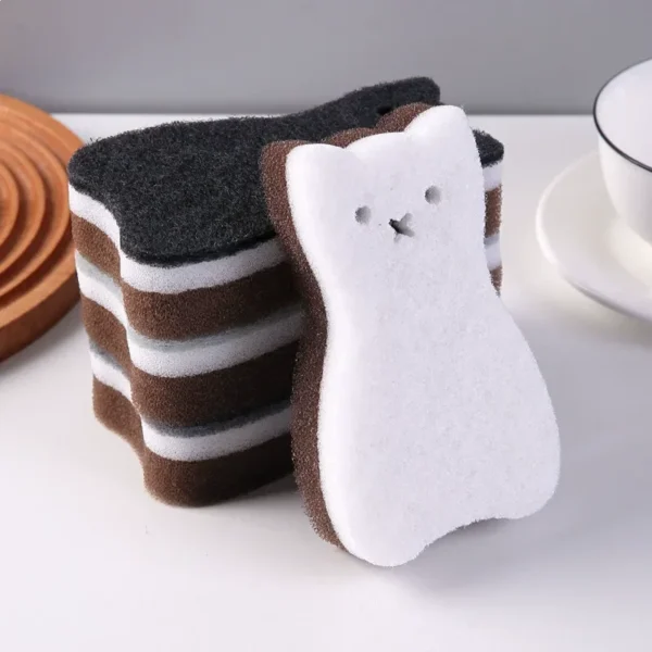4-teiliges Set Niedliche Katzenform-Schwämme zur Wundreinigung, Reinigungspads, Geschirrspülschwämme, Dekontaminations-Schaumstoff-Wischtücher