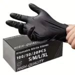 20/50/100 Stück schwarze Nitrilhandschuhe, Einweghandschuhe, geeignet für Küche, Backen, Auto, Schönheitssalon, Badezimmer, Haushaltsreinigung