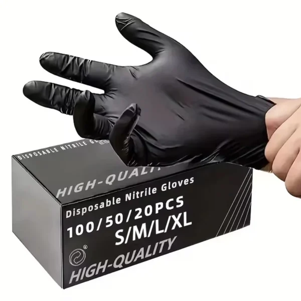 20/50/100 Stück schwarze Nitrilhandschuhe, Einweghandschuhe, geeignet für Küche, Backen, Auto, Schönheitssalon, Badezimmer, Haushaltsreinigung