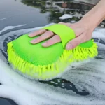 Mikrofaser-Autowaschschwamm Doppelseitig mit Chenille und Scheuerschwamm Nicht-Kratzender Superabsorbierender Reinigungshandschuh für Autos 3