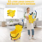 32L Edition Handdruckmoppeimer mit Seitenpresse und Schmutzwasserbehälter, tragbarer Rollwagen für Bodenreinigungssystem 2