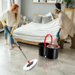 3 Stück/Set Schwenkwischer und Eimer, Dose 360 °   Wirbel mit Rädern, mit 3 Mikrofaser-Moppköpfen, verstellbarer Griff, freihändige Reinigung. 3