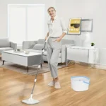 360 °   Wischmopp-Eimer-Sets mit Auswring-System, Mikrofaser-Ersatzbezüge, Haushalts-Bodenreinigung, 110-130cm Ausziehbarer Verstellbarer Griff 3