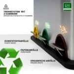 FLOORDIREKT Mülleimer Brandon - Treteimer aus Edelstahl - mit Tragegriff - Mülltrennsystem für Küche - mit 3 Kammern - 3 x 8 L 4